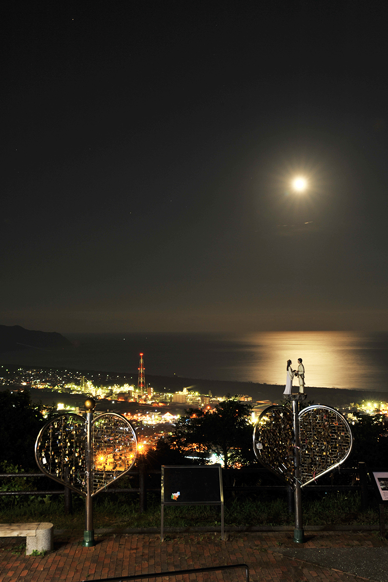 愛宕山展望台から望む月